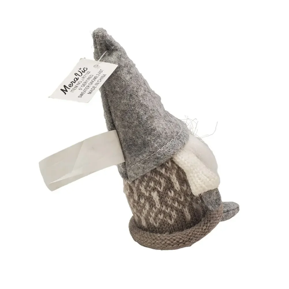 MeraVic Gnome Holiday Gray Sweater Gnome Gery 5 Inch Item No R7132